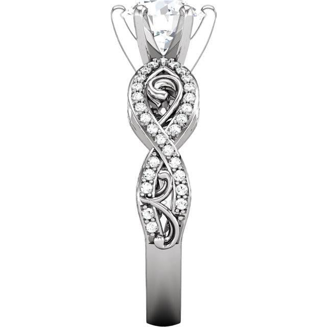 Solitaire Avec Accents Bague Fantaisie Véritable Diamant Rond 2.11 Carats WG 14K