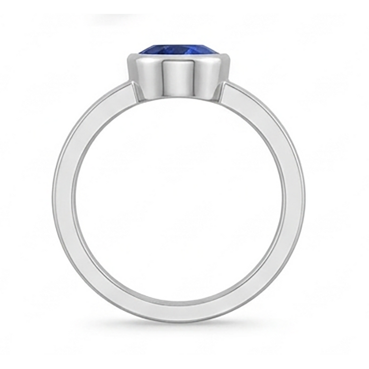 Solitaire Gemstone Mens Ring Ceylan Saphir Lunette Sertie 2.50 Carats