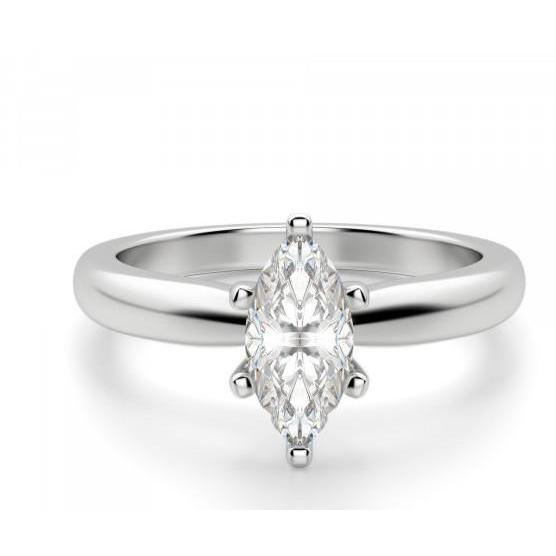 Solitaire Marquise 1.70 Carats Bague Anniversaire Réel Diamant Or Blanc 14K