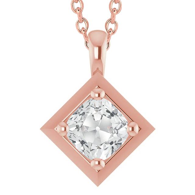 Solitaire Réel Diamant Pendentif Coussin ancienne mine Cut 5 Carats Ensemble De Griffes