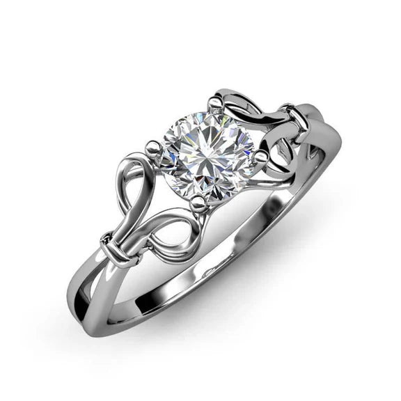 Solitaire Rond 1.50 Carats Bague de Fiançailles Réel Diamant Or Blanc 14K