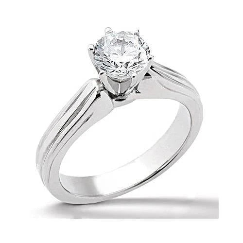 Solitaire Rond 1.51 Ct. Bague de Fiançailles Réel Diamant Or Blanc 14K
