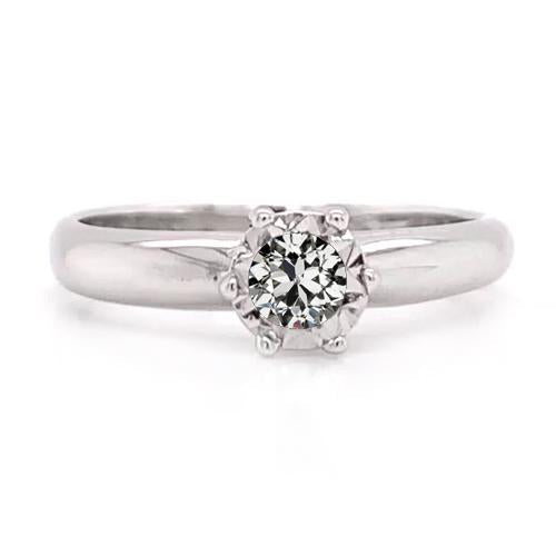 Solitaire Rond Ancienne Mine Cut Naturel Diamant Bague Sertie De Griffes 0.75 Carats