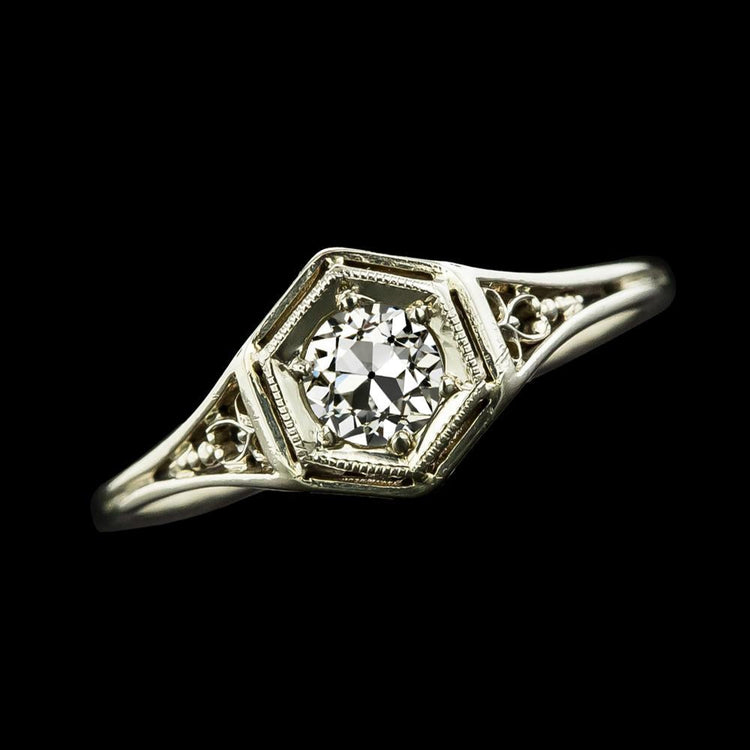 Solitaire Rond Vieux Miner Naturel Diamant Bague Style Antique Bijoux En Or 1 Carat