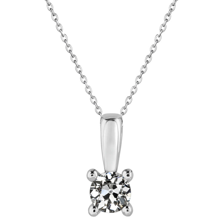 Diamant Fin Coussin Antique Pendentif Goutte en Or Blanc 14 Carats – vue principale