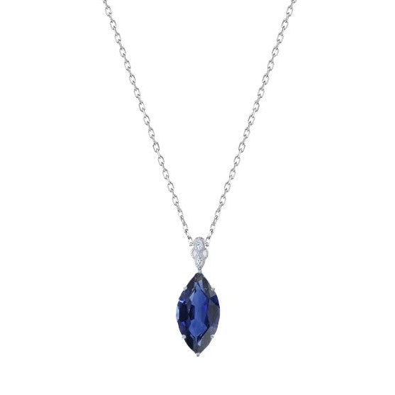 Solitaire Marquise Ceylan Saphir Pendentif Avec Chaîne