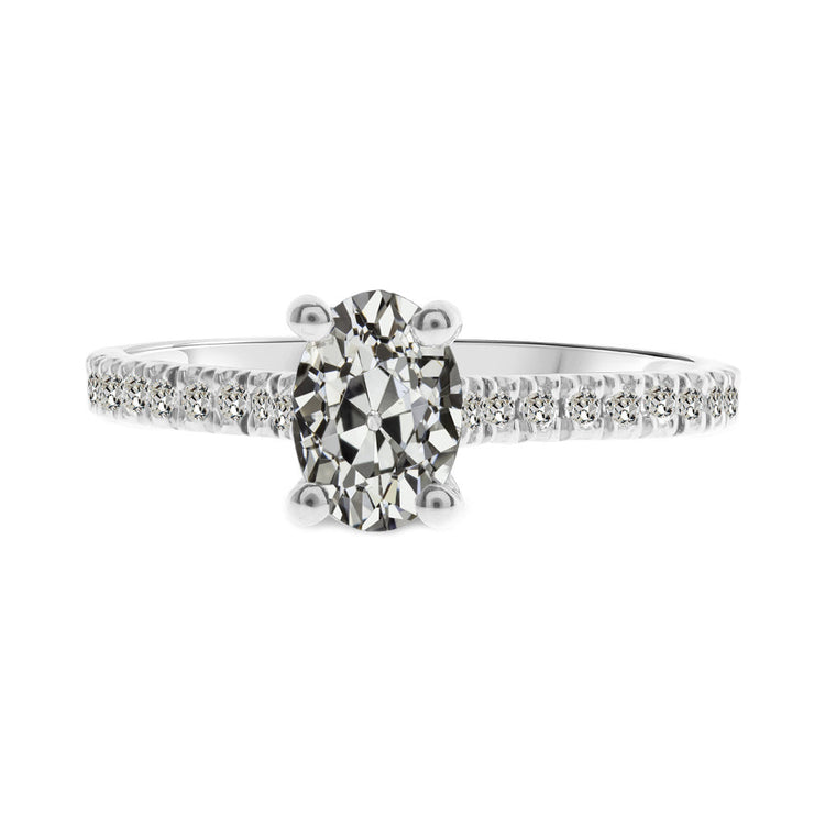 Taille Old Mine Diamant bague en Or Blanc 14 Carats – vue principale
