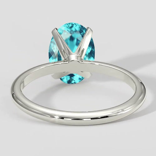 Solitaire ovale à quatre griffes en tourmaline Paraiba de 3 carats
