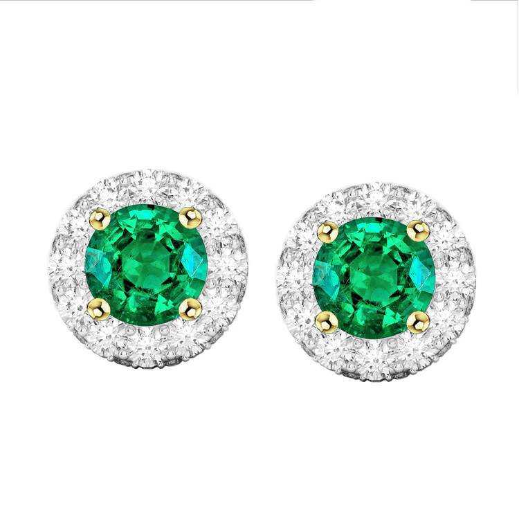 Émeraude Fine Gemstone Earring 2-carats Or Bicolore 14 Carats – vue principale