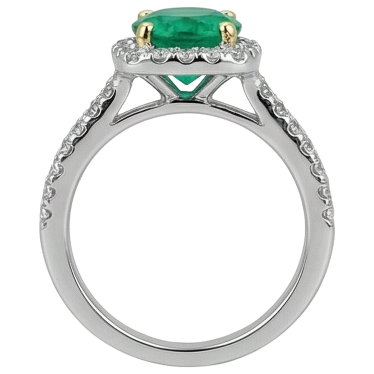 Intemporel Émeraude Colombienne Bague avec Gemme 2 carats – vue de dessus