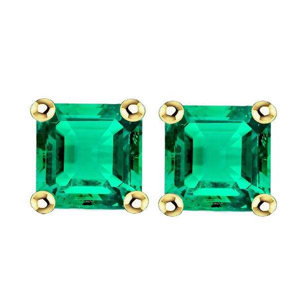 Émeraude Colombienne Gemstone Earring 4-carats Or Bicolore 14 Carats – vue principale
