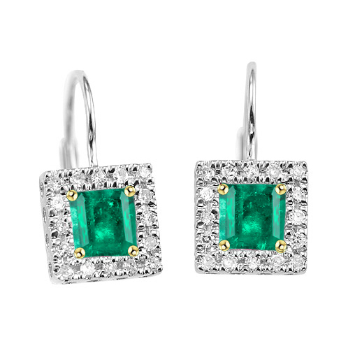 Gemstone Earring Or Bicolore 14 Carats avec Émeraude – vue principale