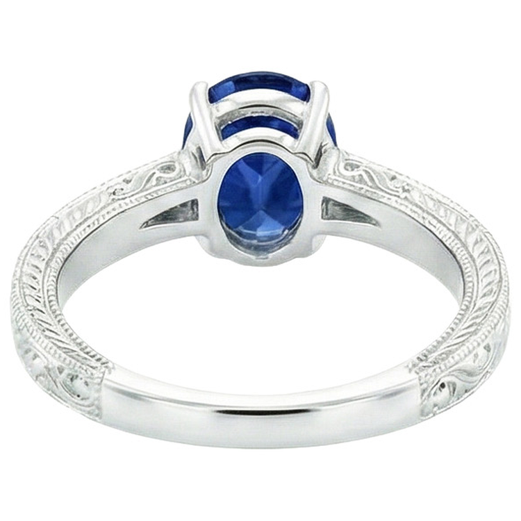Style Vintage Solitaire Ovale Naturel Bleu Ceylan Saphir 4.50 Carats