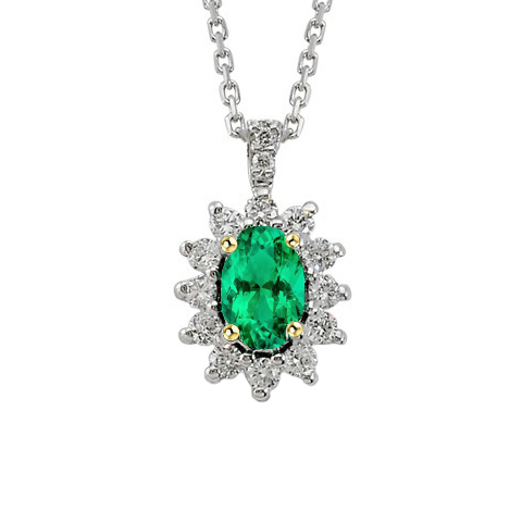 Émeraude Fine Pendentif Pierre Précieuse 1,50-carats Or Bicolore 14 Carats – vue principale