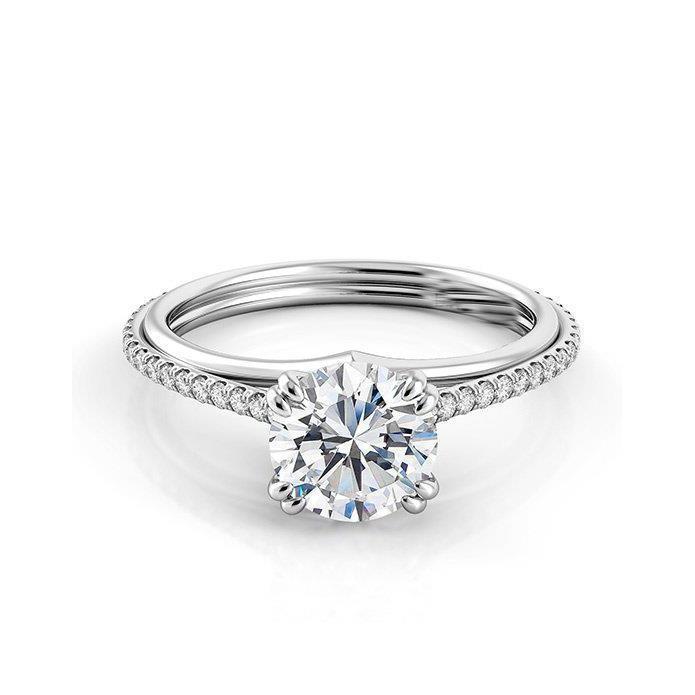 Superbe Bague Solitaire En Véritable Diamant Rond Brillant De 4 Carats Avec Accent