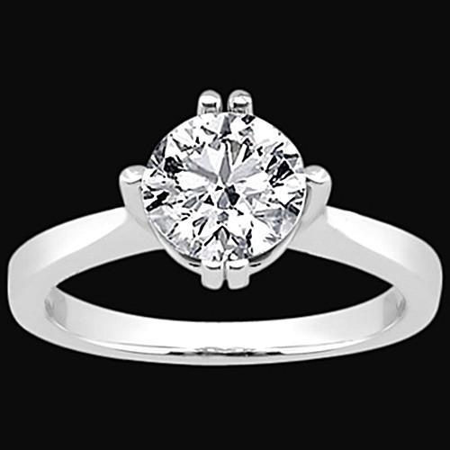 Superbe Bague Solitaire En Véritable Diamant Rond De 2.01 Carats Nouveau