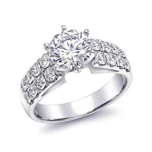 Superbe Bague de Fiançailles Réel Diamant Rond 3.60 Carats Or Blanc 14K