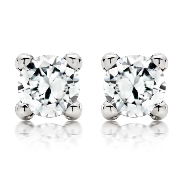 Superbe Boucle D'Oreille Véritable Diamants Ronds 4 Carats Or Blanc 14K