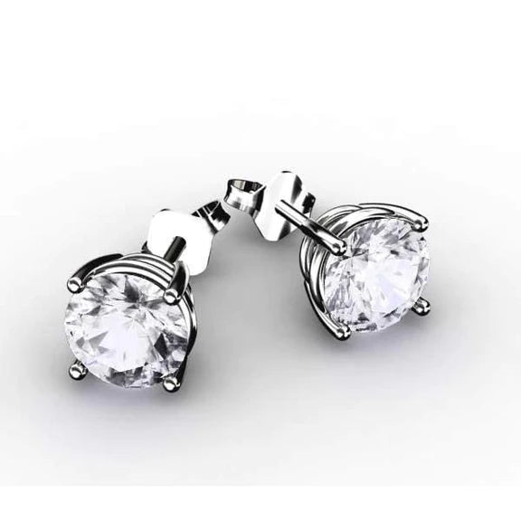Superbe Boucle D'oreille En Or Blanc Avec Naturel Diamants De 3.80 Cts Taillés En Brillant