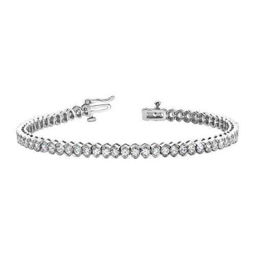 Superbe Bracelet Tennis à 11 Carats De Réel Diamants Ronds Blanc En Or Blanc
