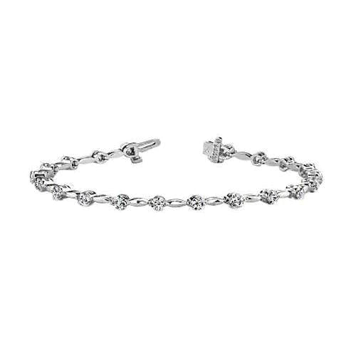 Superbe Bracelet Tennis à 3 Carats De Réel Diamants Ronds Bijoux En Or Blanc
