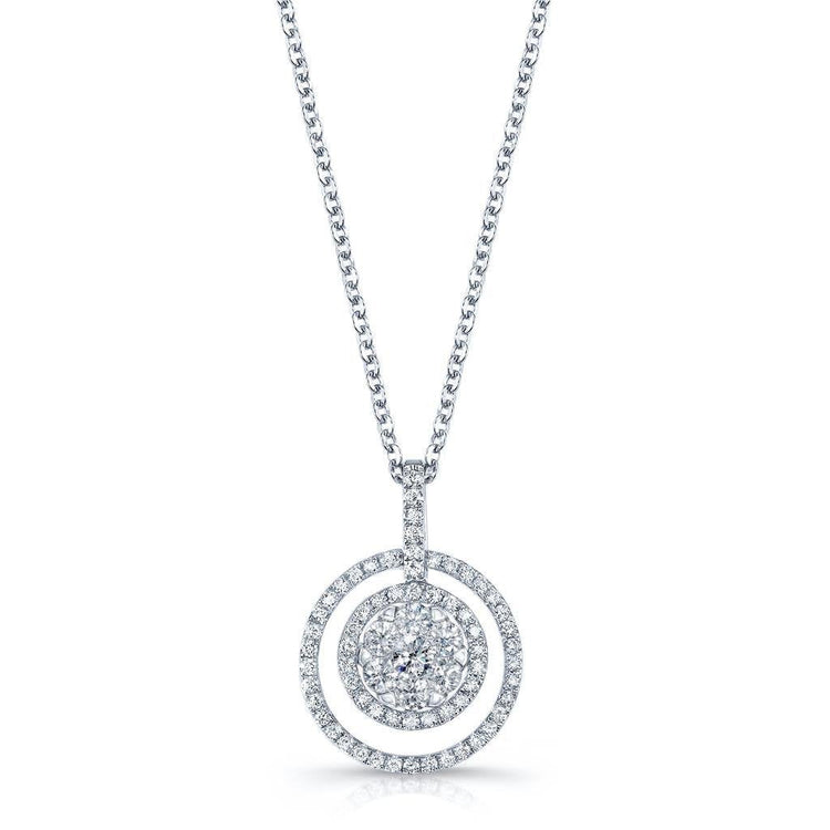 Superbe Collier Pendentif Réel Diamant Rond 2 Carats Or Blanc