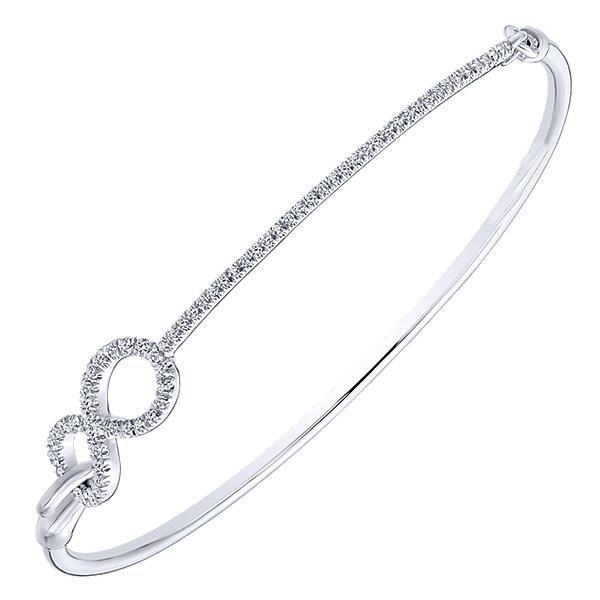 Superbe Jonc De Réel Diamants Ronds De 3,25 Cts En Or Blanc De 14K