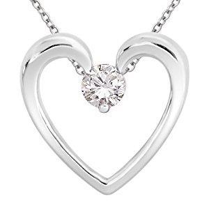 Superbe Pendentif Coeur Réel Diamant Coupe Ronde 1.25 Ct Bijoux En Or Blanc
