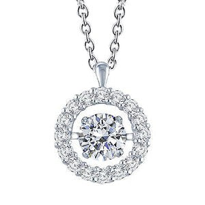 Superbe collier de Réel diamants Coupe Ronde pendentif 7 carats en or blanc massif