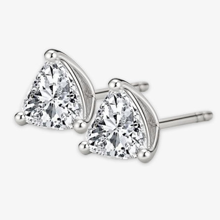 Superbe Boucle D'Oreille Femme Réel Diamant Taille Trilliant 2 Carats Or Blanc