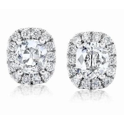 Superbes Boucles D'Oreilles Coussin Et Coupe Ronde 5.50 Carats Halo De Réel Diamants
