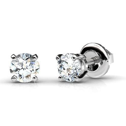 Superbes Boucles D'Oreilles Femme Naturel Diamants Ronds 2.50 Carats Or Blanc