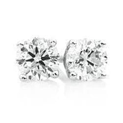 Superbes Boucles D'Oreilles Réel Diamant Coupe Ronde 1.50 Carats Bijoux En Or Blanc Massif