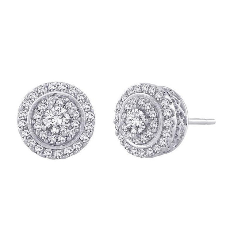 Taille Brillant Rond 1.64 Ct. Boucles D'oreilles Naturel Diamants Lady Halo WG 14K