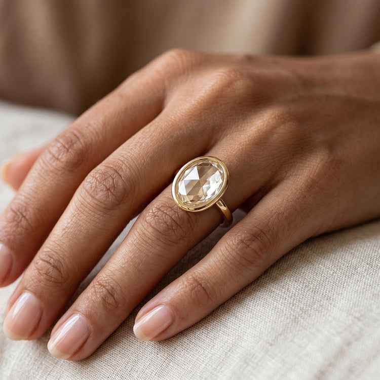 Taille Rose Ancienne Bague Mono-Pierre – Diamant Fin 5,0 carats