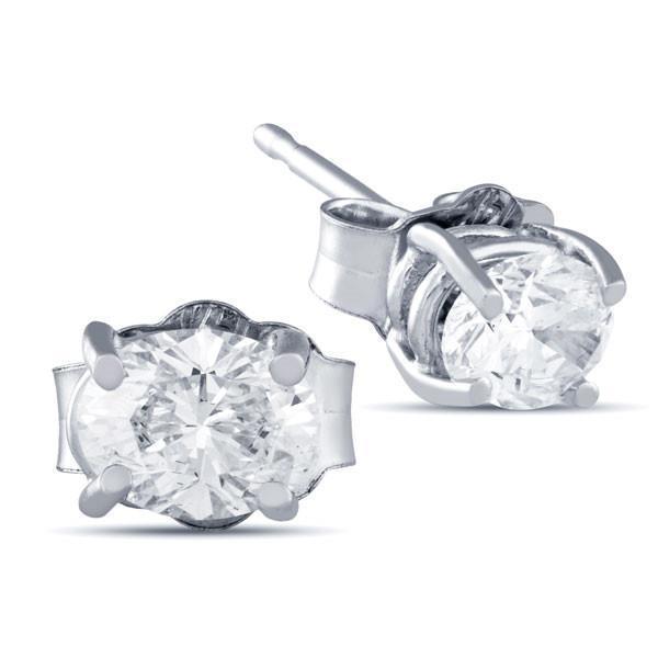Taille ovale 3 Ct. Boucles D'oreilles Puces Véritable Diamant Or Blanc Joaillerie Fine