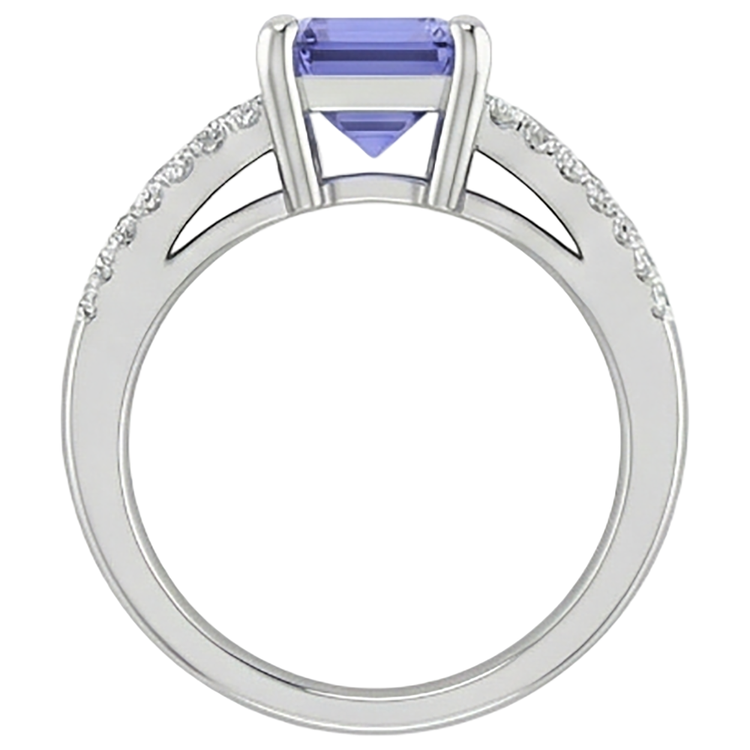 Tanzanite Avec Diamants Naturels Extraits des Mines ( et non cultivés en laboratoire ) 15.50 Carats Alliance Or Blanc 14K Nouveau