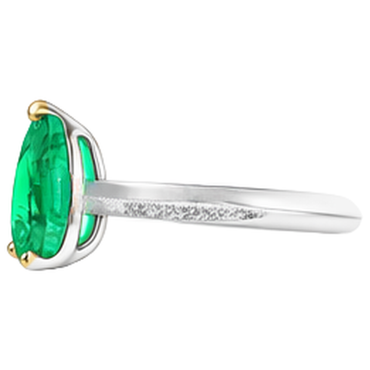 Goutte Émeraude Colombienne bague en Or Deux Tons 14 Carats – vue de profil