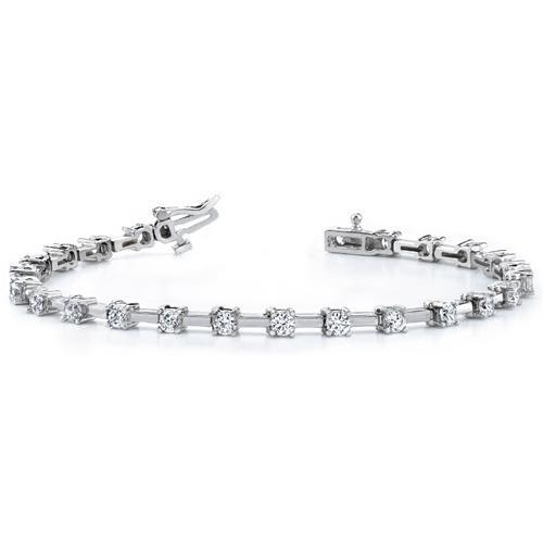 Tennis Bracelet Avec Griffes Pour Femmes à 3 Carats De Véritable Diamans Ronds Bijoux En Or Blanc
