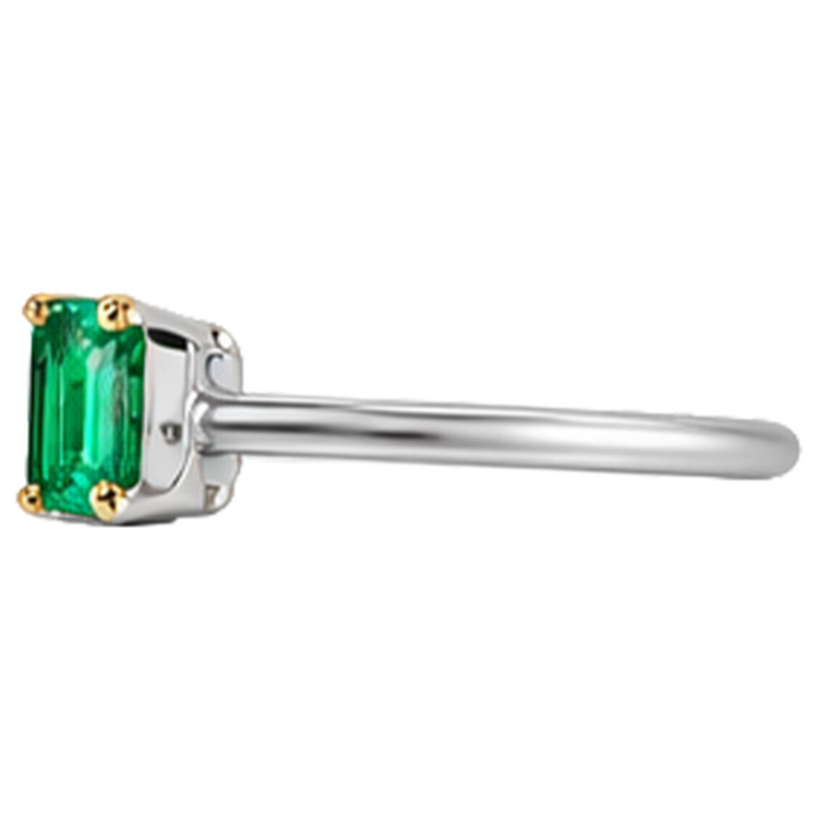 Taille Émeraude Émeraude Colombienne bague en Or Deux Tons 14 Carats – vue de dessus