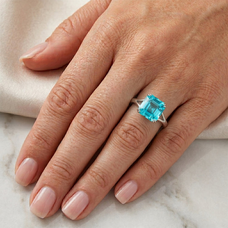 Tourmaline Paraiba taille Asscher Bague Solitaire 3 carats – Or