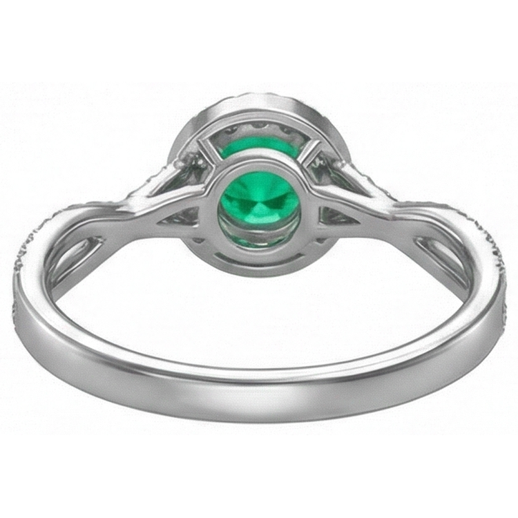Émeraude Colombienne Bague avec Gemme 1-carats Or Deux Tons 14 Carats – vue arrière