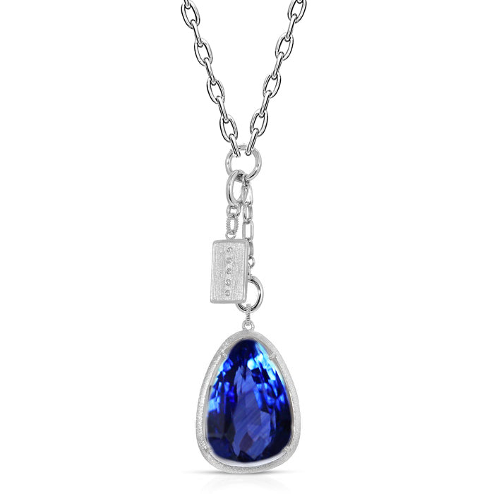 Triangle Forme Saphir Dog Tag Pendentif Hommes Or