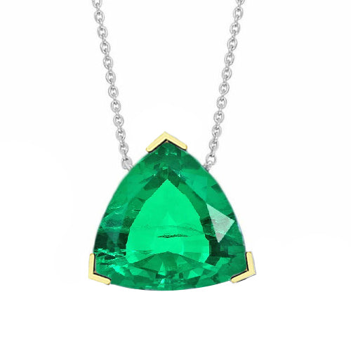 Émeraude Trilliant Pendentif Pierre Précieuse en Or 14K Bicolore – vue principale