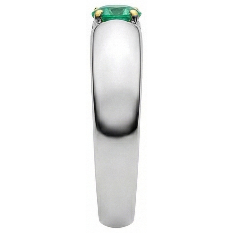 Émeraude Fine Bague avec Gemme 1 carats Or Bicolore 14 Carats – vue arrière