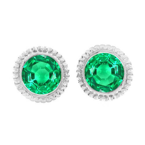 Émeraude Colombienne Gemstone Earring 2 carats Or 14K Blanc – vue principale
