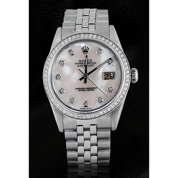 Vadrouille diamant Cadran Lunette Rolex Datejust montre homme