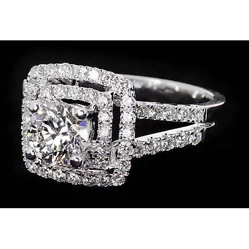 Véritable Bague Anniversaire Diamant Rond Style Halo 3 Carats