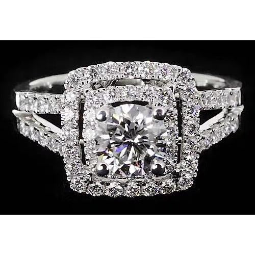 Véritable Bague Anniversaire Diamant Rond Style Halo 3 Carats