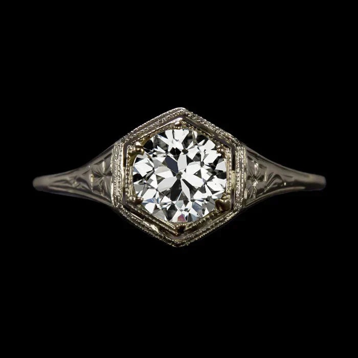 Véritable Bague De Fiançailles De Mariage Classique à L'Aspect Antique